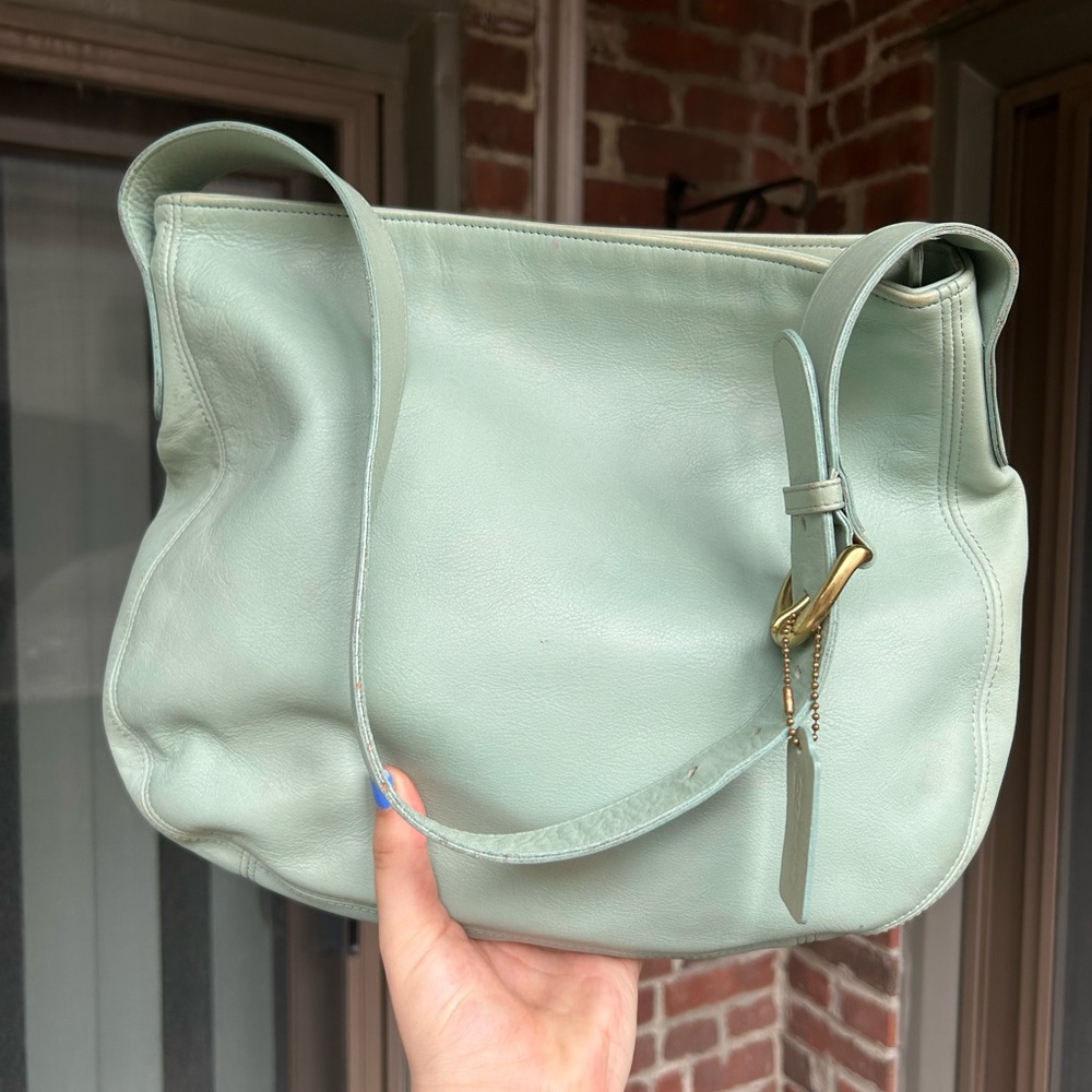 Vintage coach soho zip hobo style 4161 aqua leather blue teal shoulder bag retro